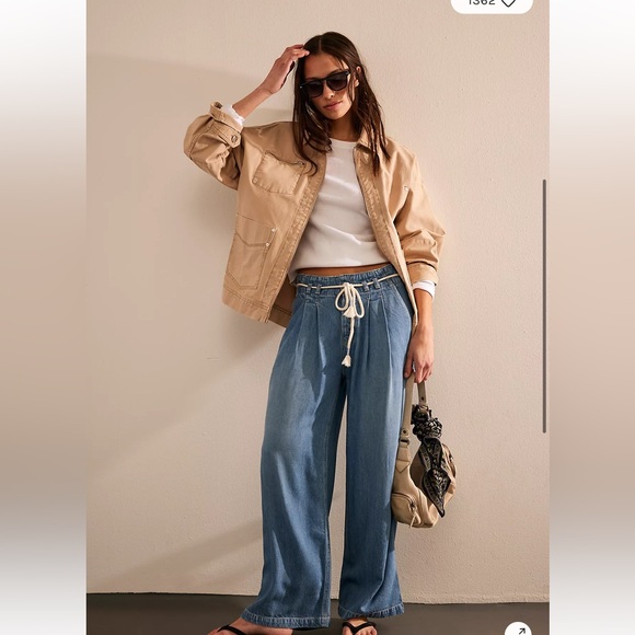 Free People Denim - Free People Dakota Cinched Pull On Jeans We The Free Rope Tie Size M
